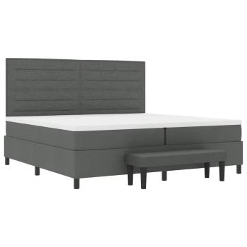 Boxspringbett mit Matratze & Bank Dunkelgrau 200x200 cm Stoff