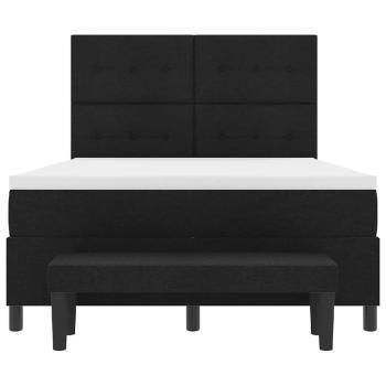 Boxspringbett mit Matratze & Bank Schwarz 140x190 cm Stoff