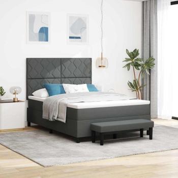 ARDEBO.de - Boxspringbett mit Matratze & Bank Dunkelgrau 140x200 cm Stoff