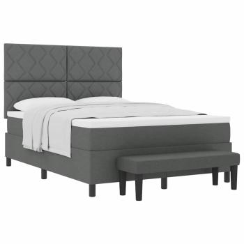 Boxspringbett mit Matratze & Bank Dunkelgrau 140x200 cm Stoff
