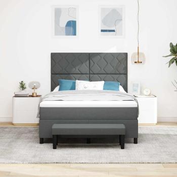 Boxspringbett mit Matratze & Bank Dunkelgrau 140x200 cm Stoff