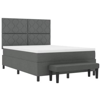 Boxspringbett mit Matratze & Bank Dunkelgrau 140x200 cm Stoff