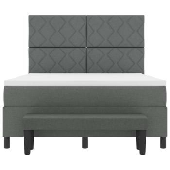 Boxspringbett mit Matratze & Bank Dunkelgrau 140x200 cm Stoff