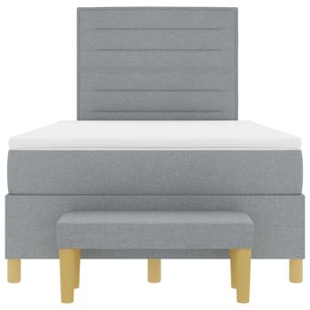 ARDEBO.de - Boxspringbett mit Matratze und Bank Hellgrau 120x200 cm Stoff