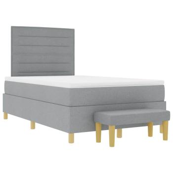 Boxspringbett mit Matratze und Bank Hellgrau 120x200 cm Stoff