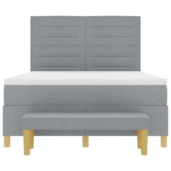 Boxspringbett mit Matratze und Bank Hellgrau 160x200 cm Stoff