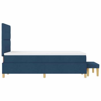 Boxspringbett mit Matratze und Bank Blau 120x200 cm Stoff