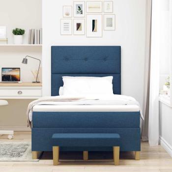Boxspringbett mit Matratze und Bank Blau 120x200 cm Stoff