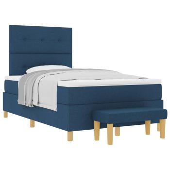 Boxspringbett mit Matratze und Bank Blau 120x200 cm Stoff