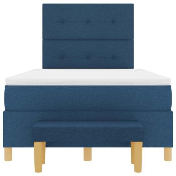 Boxspringbett mit Matratze und Bank Blau 120x200 cm Stoff