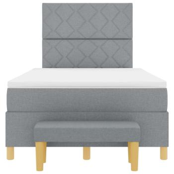 Boxspringbett mit Matratze & Bank Hellgrau 120x200 cm Stoff