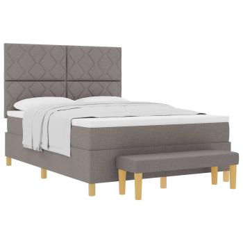 Boxspringbett mit Matratze & Bank Taupe 160x200 cm Stoff