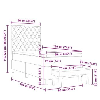 Boxspringbett mit Matratze & Bank Dunkelblau 90x190 cm Samt