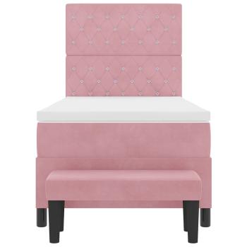 Boxspringbett mit Matratze & Bank Rosa 90x190 cm Samt