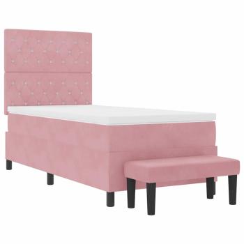 Boxspringbett mit Matratze & Bank Rosa 90x190 cm Samt