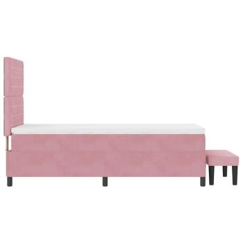 Boxspringbett mit Matratze & Bank Rosa 90x190 cm Samt