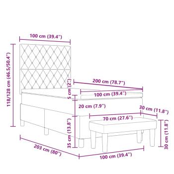 Boxspringbett mit Kopfteil Hellgrau 200 x 100 cm Samt