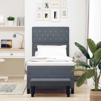 Boxspringbett mit Matratze & Bank Dunkelgrau 100x200 cm Samt