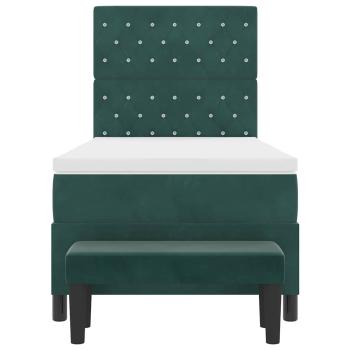 Boxspringbett mit Matratze & Bank Dunkelgrün 100x200 cm Samt