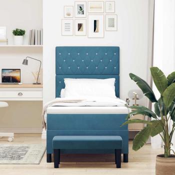 Boxspringbett mit Matratze und Bank Dunkelblau 100x200 cm Samt