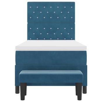 Boxspringbett mit Matratze und Bank Dunkelblau 100x200 cm Samt