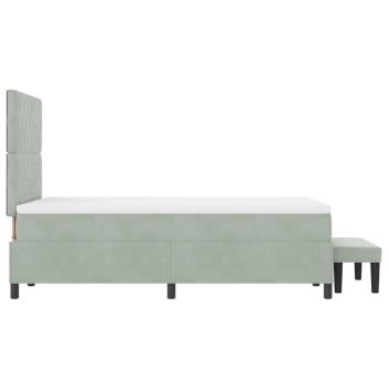 Boxspringbett mit Matratze & Bank Hellgrau 120x200 cm Samt