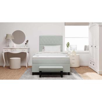 Boxspringbett mit Matratze & Bank Hellgrau 120x200 cm Samt