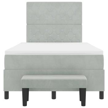 Boxspringbett mit Matratze & Bank Hellgrau 120x200 cm Samt