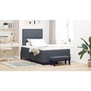 ARDEBO.de - Boxspringbett mit Matratze & Bank Dunkelgrau 120x200 cm Samt