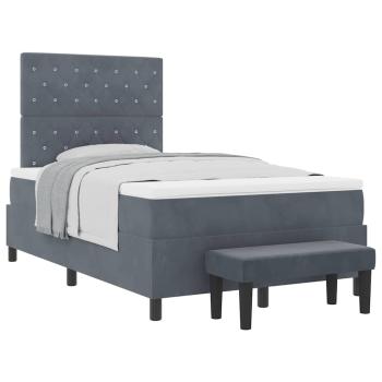 Boxspringbett mit Matratze & Bank Dunkelgrau 120x200 cm Samt