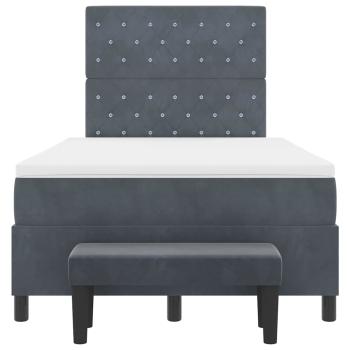 Boxspringbett mit Matratze & Bank Dunkelgrau 120x200 cm Samt