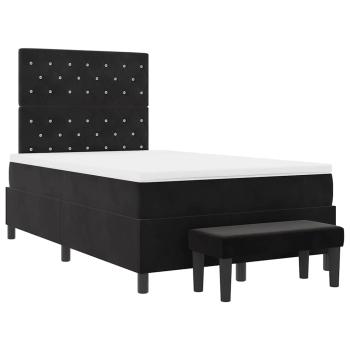 Boxspringbett mit Matratze & Bank Schwarz 120x200 cm Samt