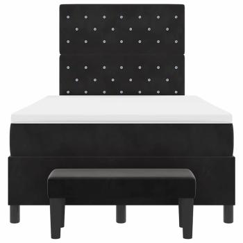 Boxspringbett mit Matratze & Bank Schwarz 120x200 cm Samt