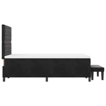 Boxspringbett mit Matratze & Bank Schwarz 120x200 cm Samt