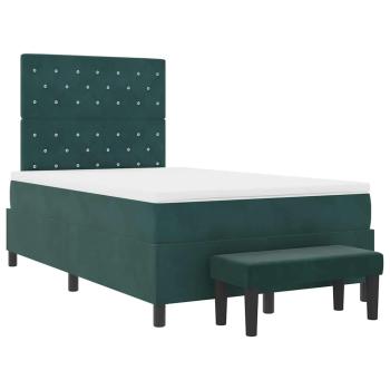 Boxspringbett mit Matratze & Bank Dunkelgrün 120x200 cm Samt