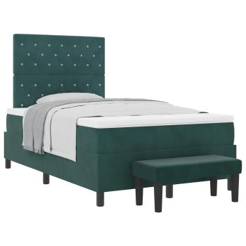 Boxspringbett mit Matratze & Bank Dunkelgrün 120x200 cm Samt