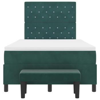 Boxspringbett mit Matratze & Bank Dunkelgrün 120x200 cm Samt