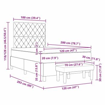 Boxspringbett mit Matratze & Bank Dunkelgrün 120x200 cm Samt