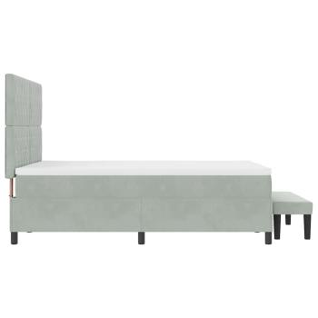 Boxspringbett mit Matratze & Bank Hellgrau 140x190 cm Samt