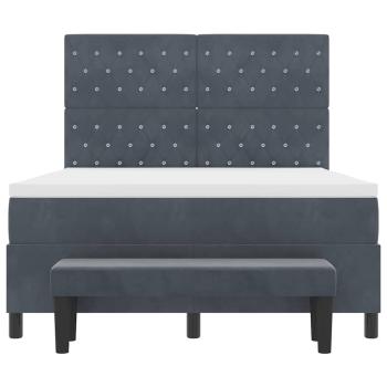 Boxspringbett mit Matratze & Bank Dunkelgrau 140x200 cm Samt