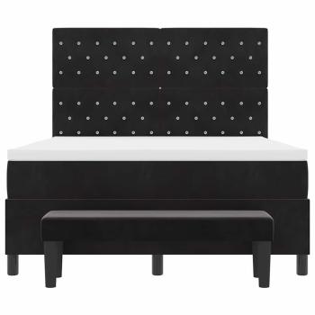 Boxspringbett mit Matratze & Bank Schwarz 140x200 cm Samt