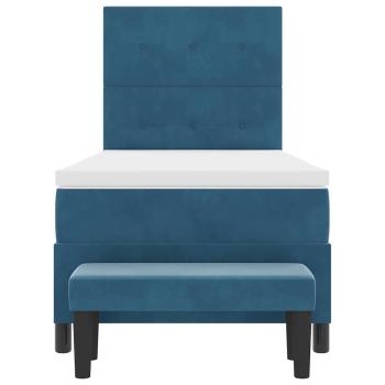 Boxspringbett mit Matratze & Bank Dunkelblau 80x200 cm Samt