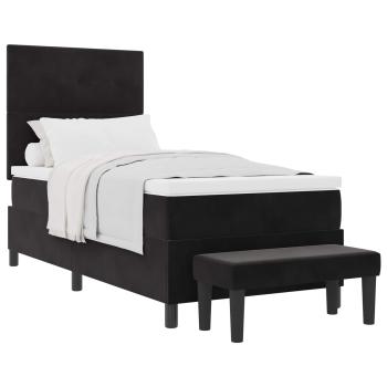 Boxspringbett mit Matratze & Bank Schwarz 90x190 cm Samt