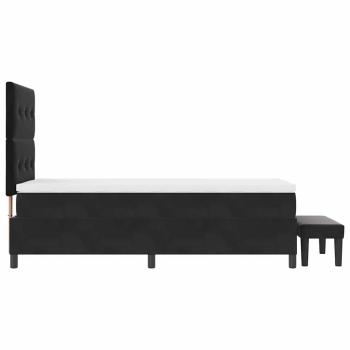Boxspringbett mit Matratze & Bank Schwarz 90x190 cm Samt