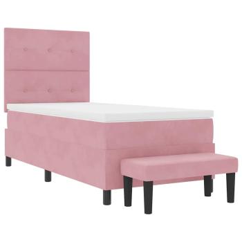 Boxspringbett mit Matratze & Bank Rosa 90x190 cm Samt