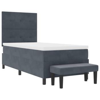 Boxspringbett mit Matratze & Bank Dunkelgrau 90x200 cm Samt