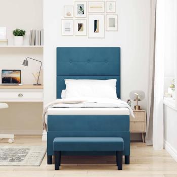 Boxspringbett mit Matratze & Bank Dunkelblau 90x200 cm Samt