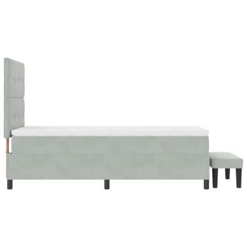 Boxspringbett mit Matratze & Bank Hellgrau 100x200 cm Samt