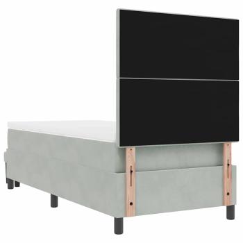 Boxspringbett mit Matratze & Bank Hellgrau 100x200 cm Samt