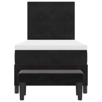 Boxspringbett mit Matratze und Bank Schwarz 100x200 cm Velours